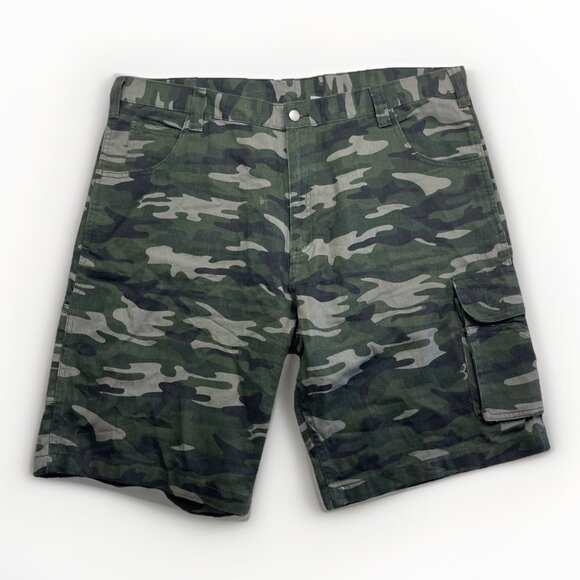 Y2K Work King Camouflage Cargo Shorts Mens Size 42 Workwear Skate Heavy Duty - Picture 1 of 14